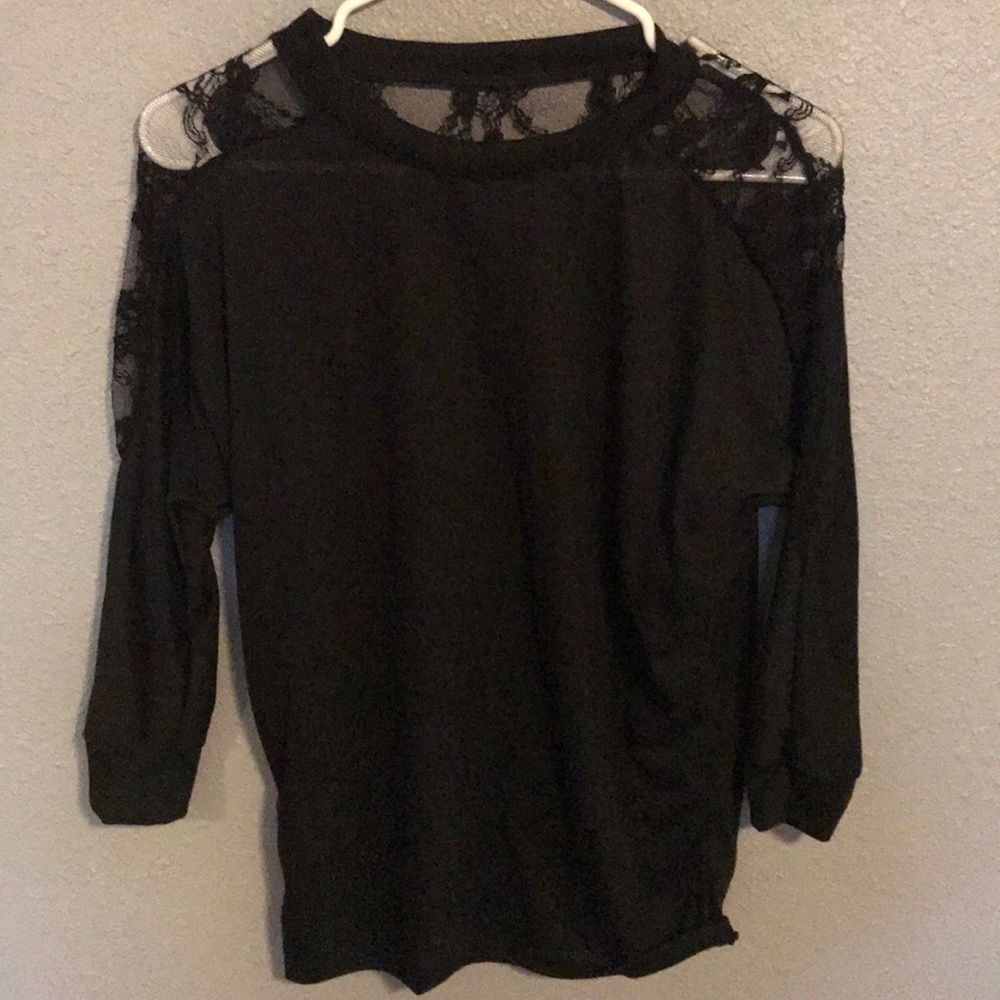 Black shirt with see through shoulders